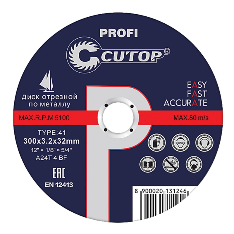 Диск отрезной по металлу Cutop Profi Cutop T41 D300 мм 39993т диск отрезной по металлу cutop profi т41 125 х 1 0 х 22 2 39983т