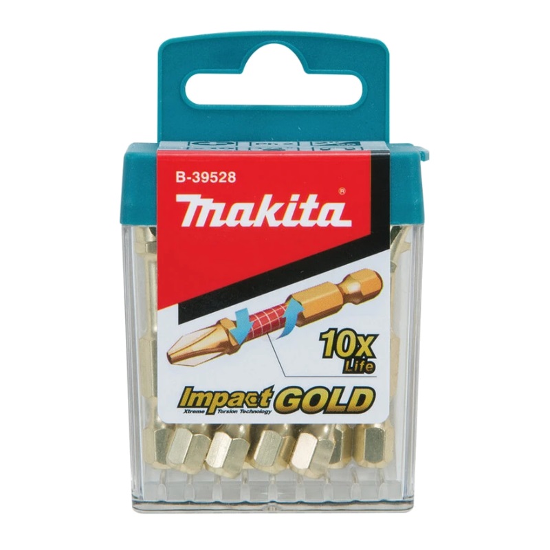 Набор насадок Makita Impact Gold B-39534 PZ2, 25 мм, C-form (10 шт. в наборе) набор насадок makita impact premier e 03573 11 шт 25 мм c form ph pz t sl магнитный держатель