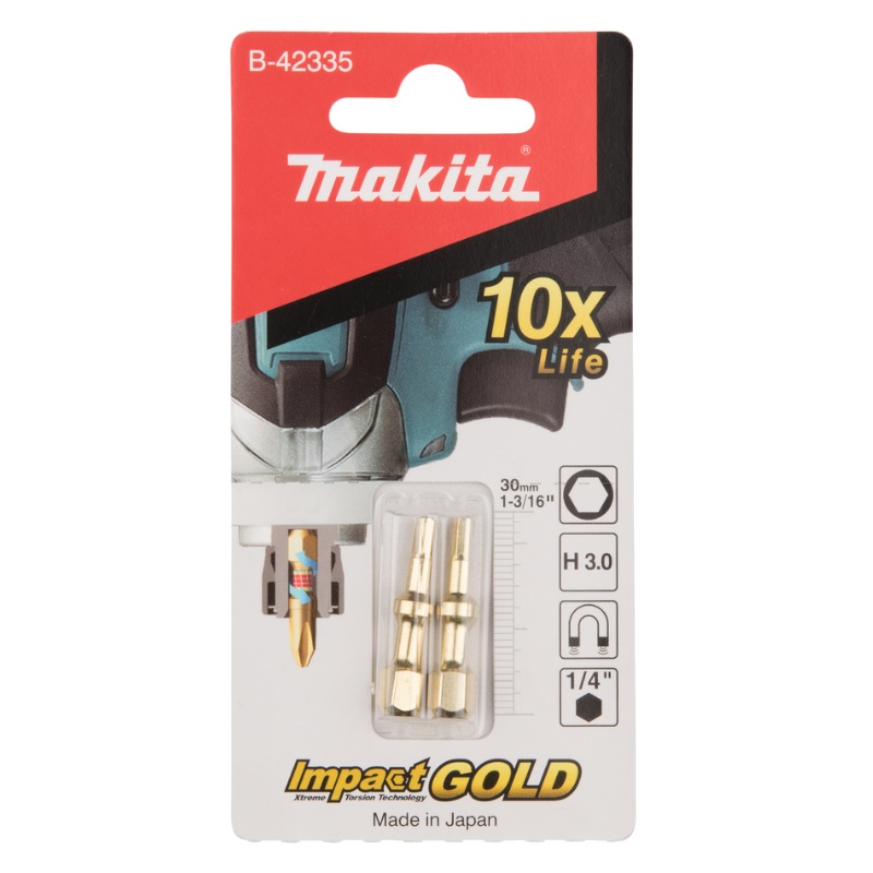 Насадка Makita Impact Gold ShorTon HEX3.0 B-42335, 30 мм, E-form (MZ), 2 шт. насадка makita impact gold shorton t30 b 42282 30 мм e form mz 2 шт