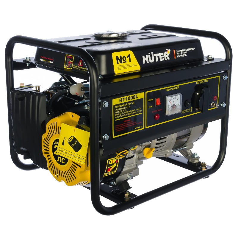 Генератор на бензине Huter HT1000L (двигатель 163 см3, 1кВт, ручной запуск) электрогенератор huter ht1000l