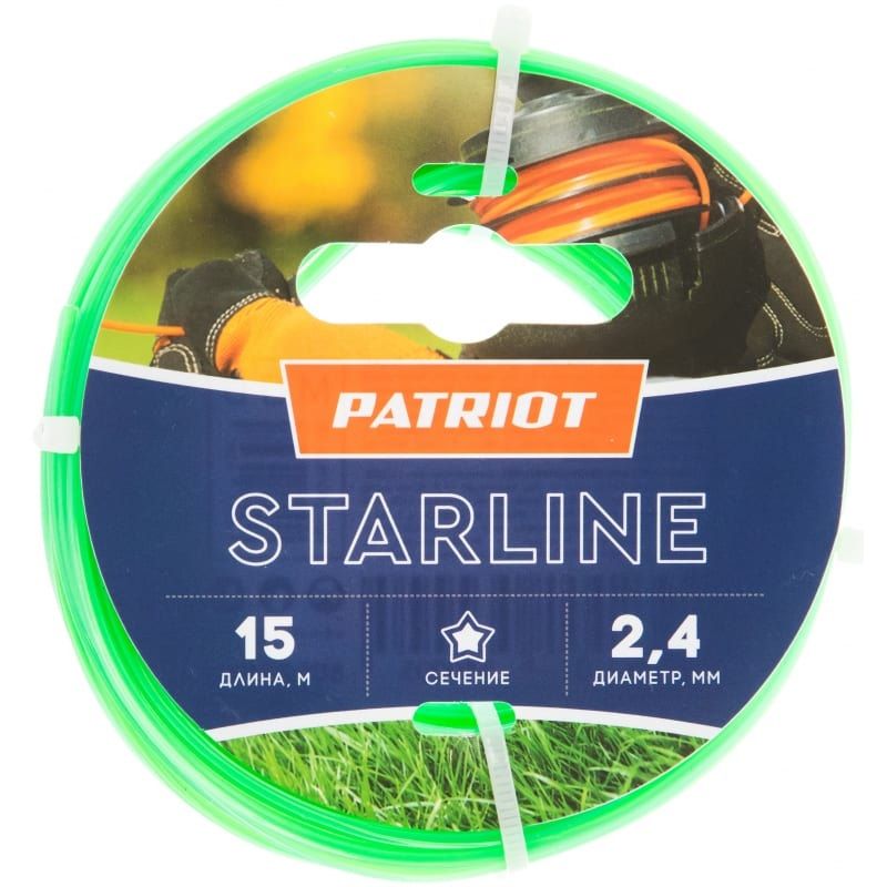 Леска для триммеров Patriot Starline 805201061, звезда, 2,4 мм, 15 м леска для триммера 1 6 мм 15 м звезда patriot standart starline зеленый синяя