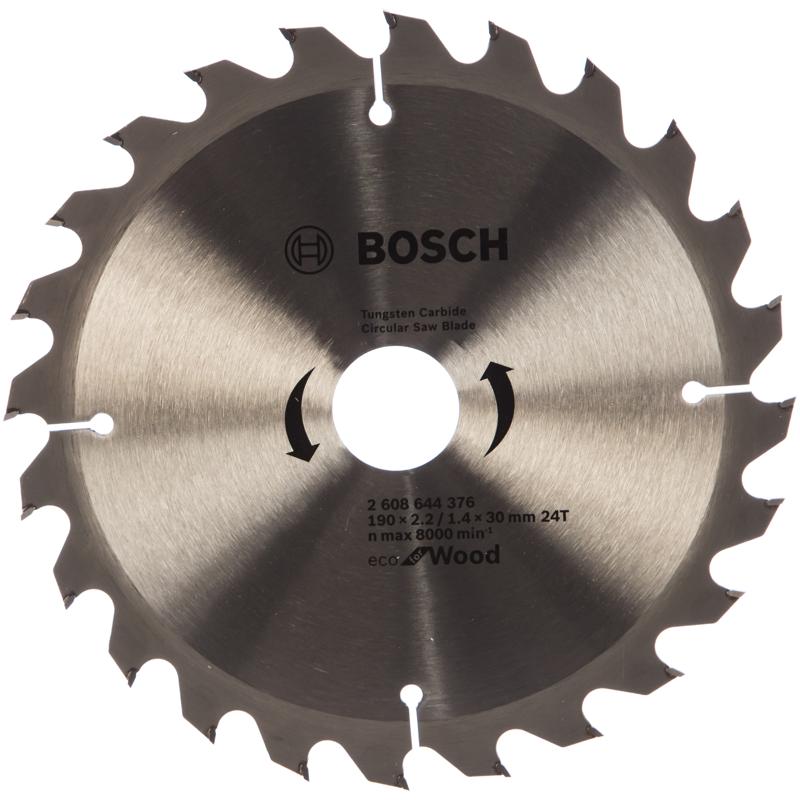 Пильный диск по дереву Bosch ECO WOOD 2.608.644.376 (24T, диаметр 190 мм, отверстие 30 мм, толщина 1,4 мм) пилки для лобзика по дереву d bor hcs classic cc wood 50 75 2мм t119bo 3109 2шт d 102 075c1 02
