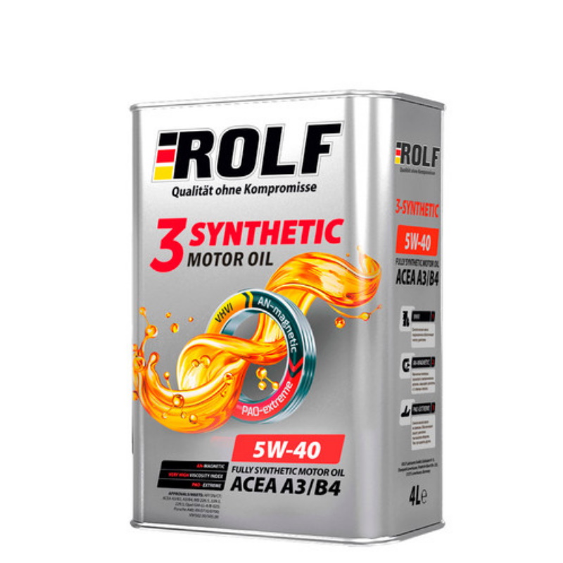 Масло моторное Rolf SAE 5W-40 9333288, 3-synthetic, API SN/CF, ACEA A3/B4, синтетика, жестяная канистра, 4литра масло rolf