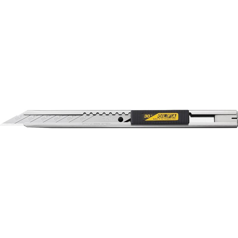 Нож для графических работ Olfa OL-SAC-1 (ширина лезвия 9 мм, корпус из нержавеющей стали, блистер) сегментированное лезвие для графических работ olfa