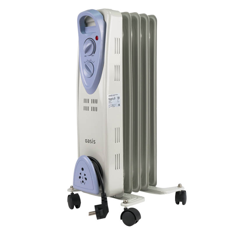 Масляный радиатор Oasis US-10 (5 секций, терморегулятор, 3 режима обогрева) радиатор алюминиевый литой oasis pro 500 96 6 секций