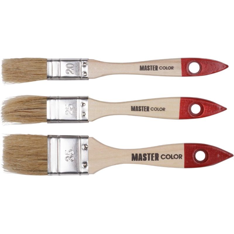 Набор кистей флейцевых Master Color 30-0502 с деревянными ручками, 3 шт.