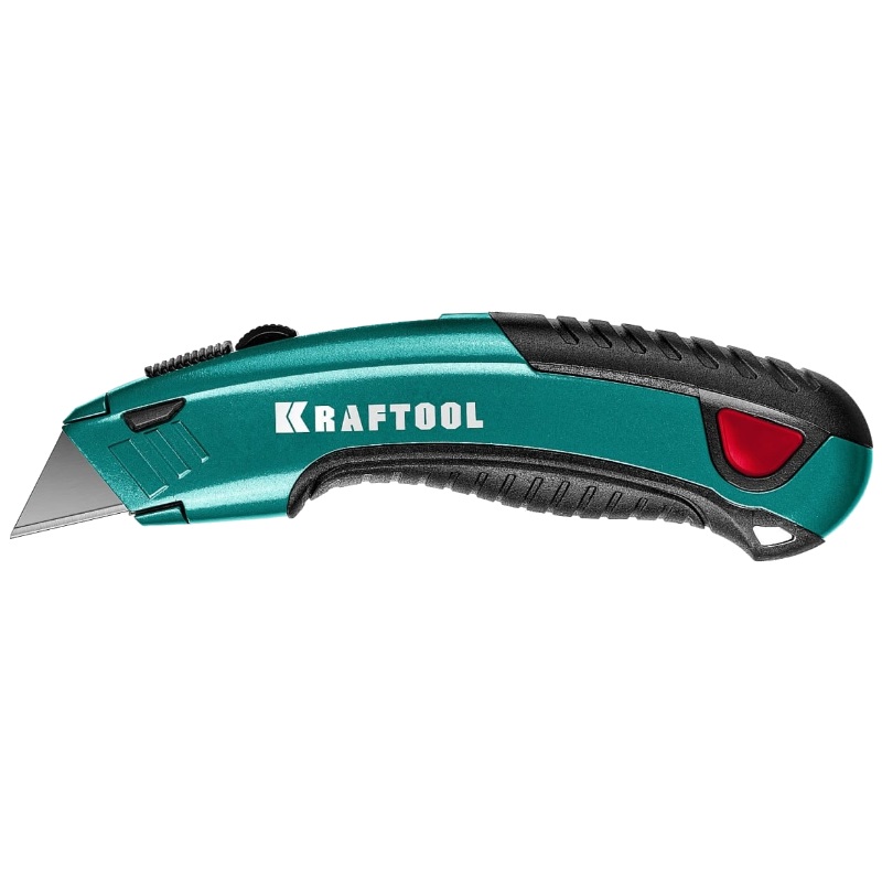 Нож универсальный Kraftool Grand-24 с автостопом, трапециевидное лезвие А24 09241 нож с трапециевидным лезвием зубр эксперт 09221 универсальный