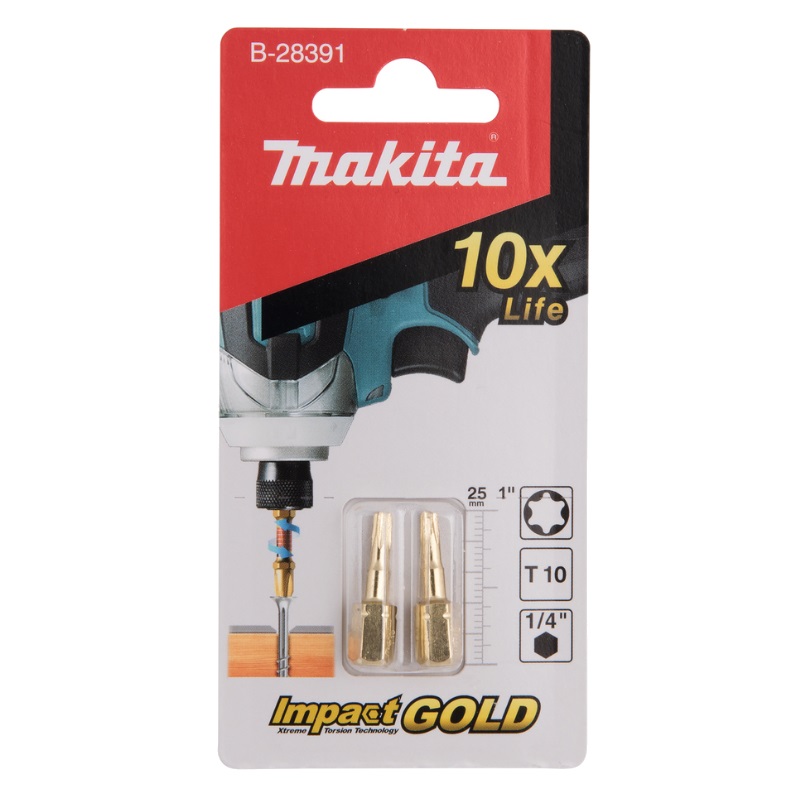 Насадка Makita Impact Gold T10 B-28391, 25 мм, C-form, 2 шт. насадка impact gold t15 50 мм e form mz 2 шт makita
