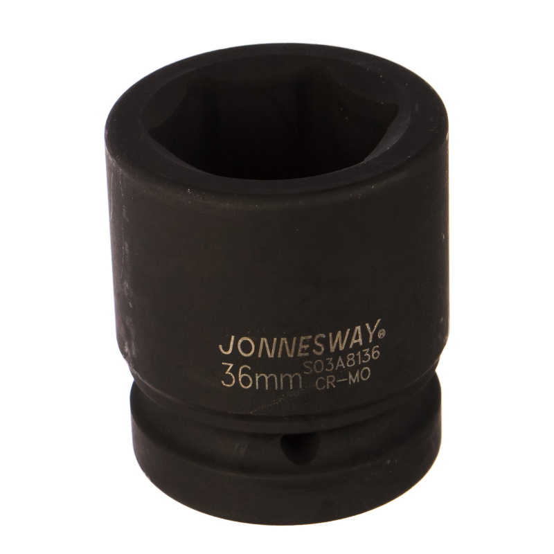 Головка торцевая ударная Jonnesway S03A8136 (квадрат 1 дюйм, размер 36мм, длина 62 мм, материал хром) торцевая головка jonnesway s04h4108 1 2 8 мм