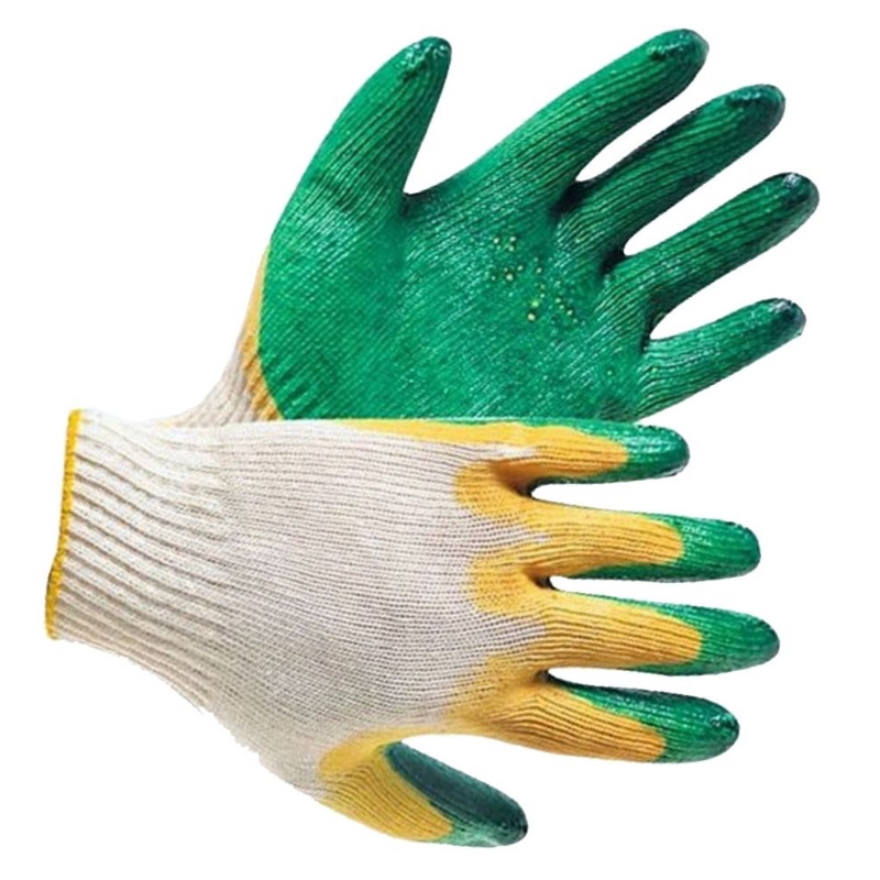 Трикотажные перчатки х/б с двойным латексом (пара) трикотажные перчатки с пвх в 4 нити волна пара