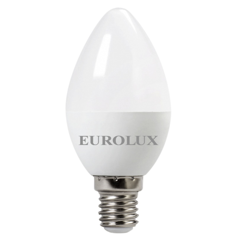Светодиодная лампа Eurolux LL-E-C37-6W-230-4K-E14 светодиодная лампа старт в колбе лон теплый свет fp eco ledspheree27 10w 30 fp