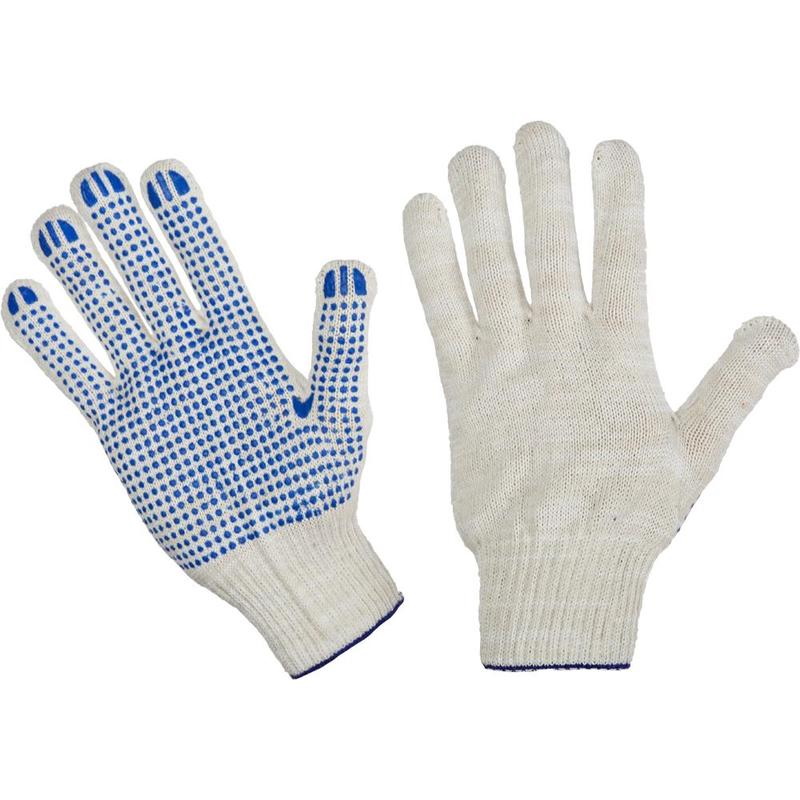 Трикотажные перчатки х/б с ПВХ, 10 класс, 5 нитей, (пара) трикотажные перчатки stayer
